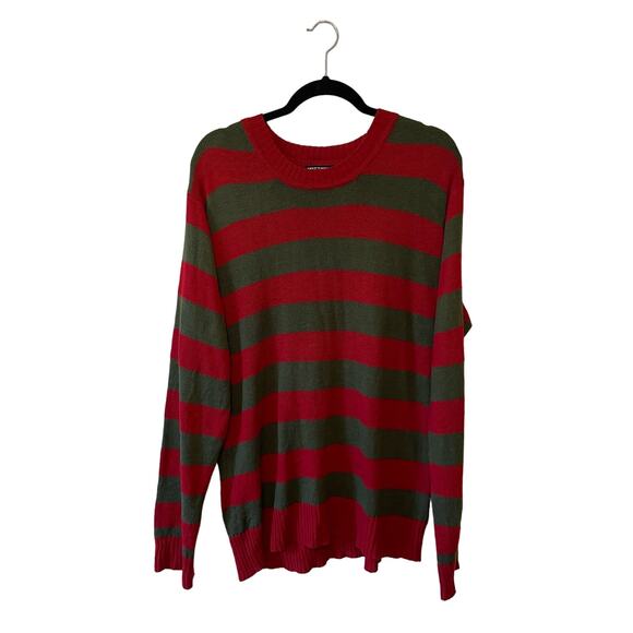 Hot Topic L Freddy Krueger Damon’s long sleeve t-shirt stripe red green knit rib - Picture 1 of 7